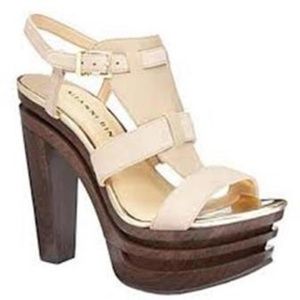 Gianna Bini Beige Calypso Platform Heel Sandal
